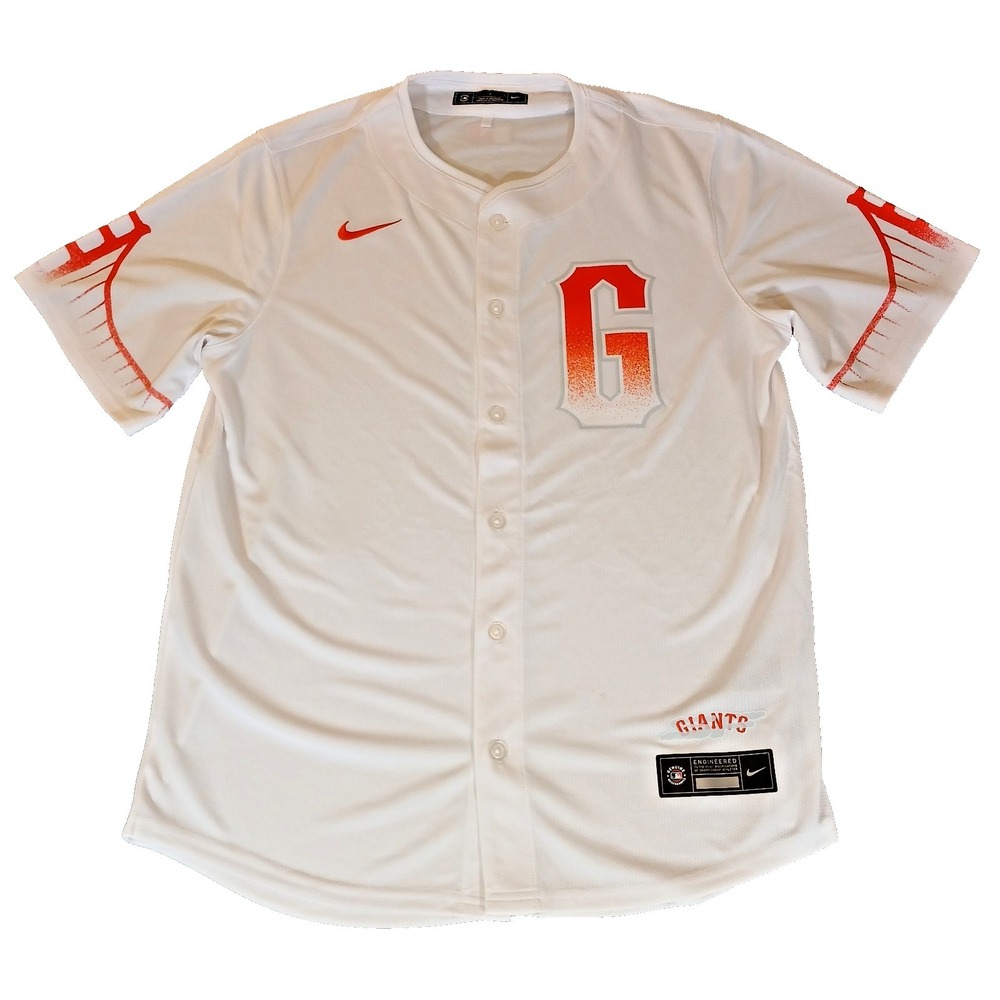 Nike‎ San Francisco Giants MLB Baseball Mens Jersey White/Orange Button Front L